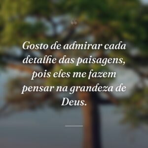Gosto de admirar cada detalhe das paisagens, pois eles me fazem pensar na grandeza de Deus.