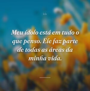 Meu ídolo está em tudo o que penso. Ele faz parte de todas as áreas da minha vida.