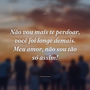 Não vou mais te perdoar, você foi longe demais. Meu amor, não sou tão só assim!