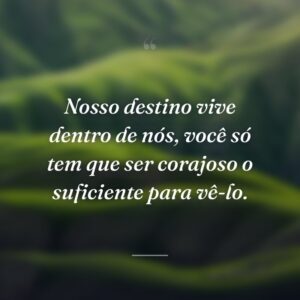 Nosso destino vive dentro de nós, você só tem que ser corajoso o suficiente para vê-lo.