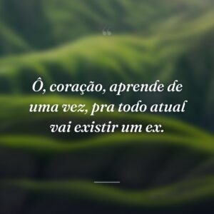 Ô, coração, aprende de uma vez, pra todo atual vai existir um ex.