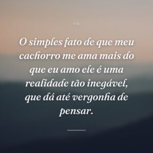 O simples fato de que meu cachorro me ama mais do que eu amo ele é uma realidade tão inegável, que dá até vergonha de pensar.