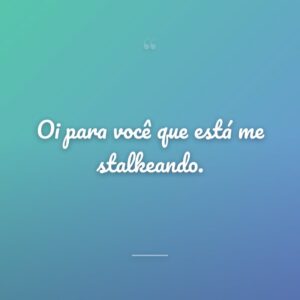 Oi para você que está me stalkeando.