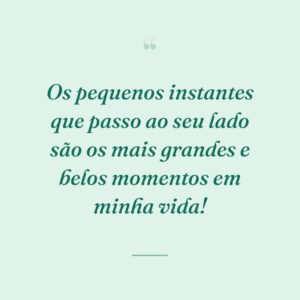 Os pequenos instantes que passo ao seu lado são os mais grandes e belos momentos em minha vida!