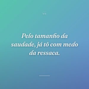 Pelo tamanho da saudade, já tô com medo da ressaca.