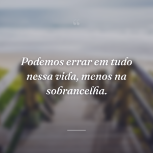 Podemos errar em tudo nessa vida, menos na sobrancelha.