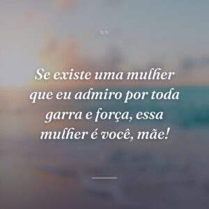 Se existe uma mulher que eu admiro por toda garra e força, essa mulher é você, mãe!