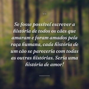 Se fosse possível escrever a história de todos os cães que amaram e foram amados pela raça humana, cada história de um cão se pareceria com todas as outras histórias. Seria uma história de amor!