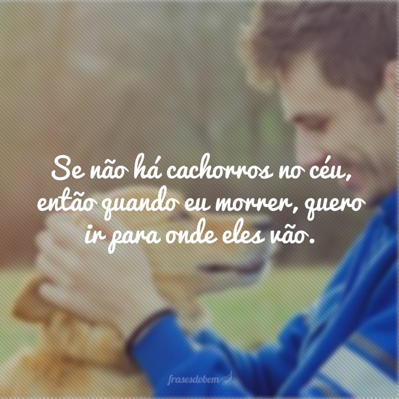 Se não há cachorros no céu, então quando eu morrer, quero ir para onde eles vão.