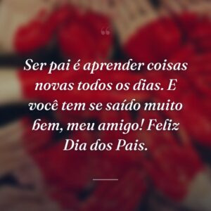 Ser pai é aprender coisas novas todos os dias. E você tem se saído muito bem, meu amigo! Feliz Dia dos Pais.