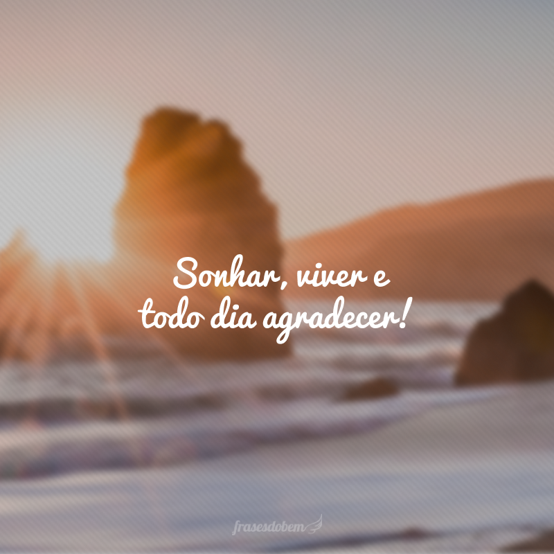 Sonhar, viver e todo dia agradecer!