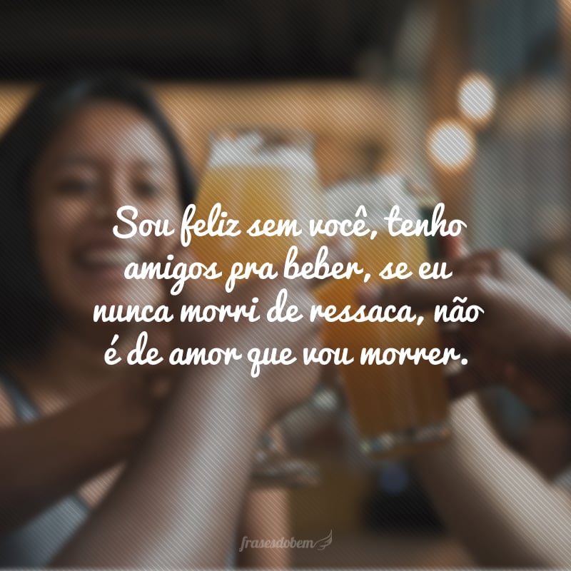 Sou feliz sem você, tenho amigos pra beber, se eu nunca morri de ressaca, não é de amor que vou morrer.