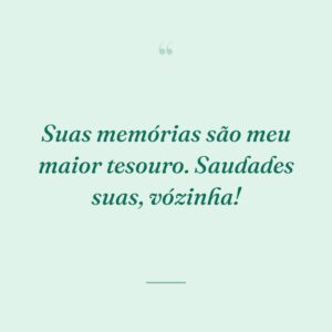 Suas memórias são meu maior tesouro. Saudades suas, vózinha!