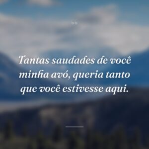 Tantas saudades de você minha avó, queria tanto que você estivesse aqui.