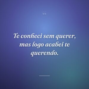 Te conheci sem querer, mas logo acabei te querendo.