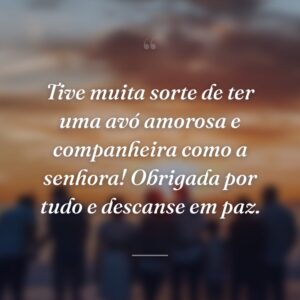 Tive muita sorte de ter uma avó amorosa e companheira como a senhora! Obrigada por tudo e descanse em paz.
