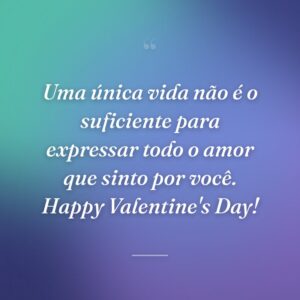 Uma única vida não é o suficiente para expressar todo o amor que sinto por você. Happy Valentine's Day!
