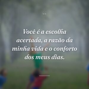 Você é a escolha acertada, a razão da minha vida e o conforto dos meus dias.