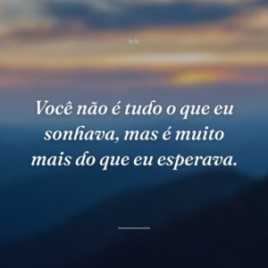 Você não é tudo o que eu sonhava, mas é muito mais do que eu esperava.