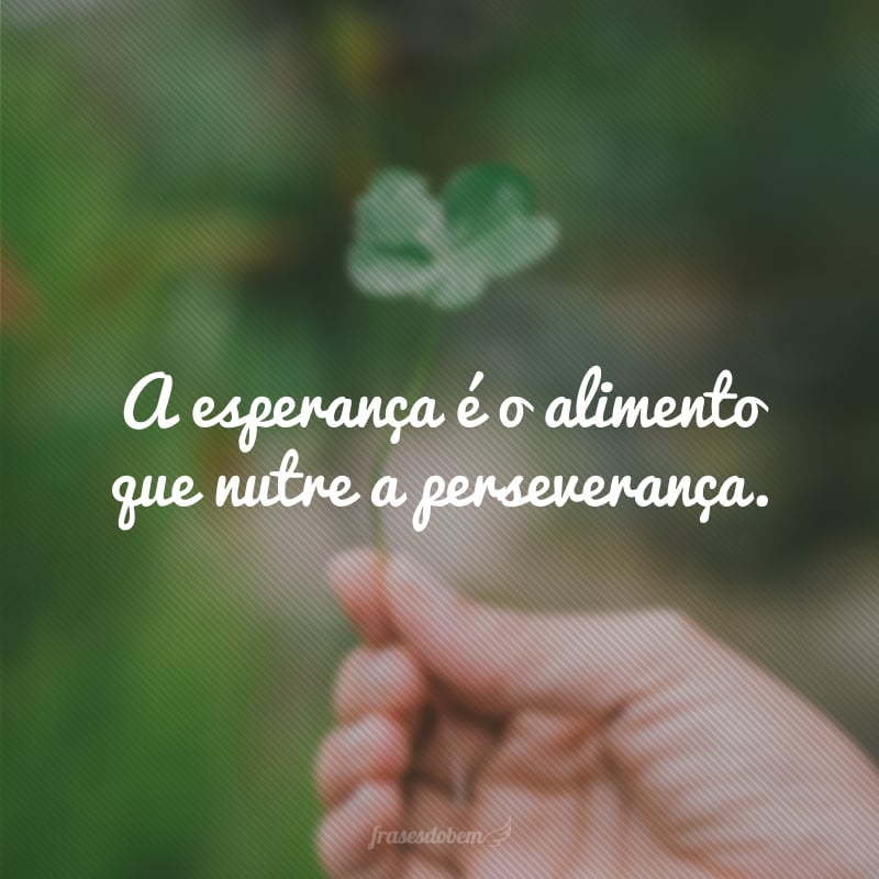 A esperança é o alimento que nutre a perseverança.