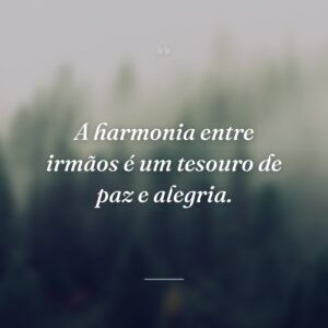 A harmonia entre irmãos é um tesouro de paz e alegria.