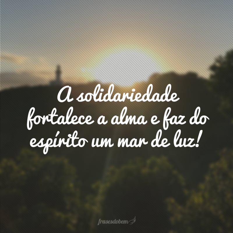 A solidariedade fortalece a alma e faz do espírito um mar de luz!