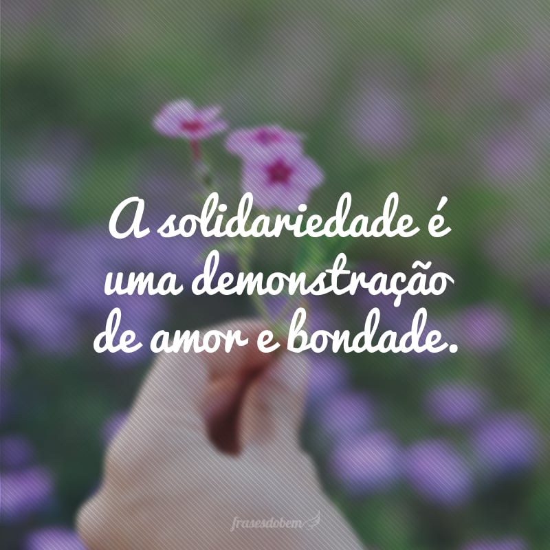 A solidariedade é uma demonstração de amor e bondade. 