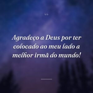Agradeço a Deus por ter colocado ao meu lado a melhor irmã do mundo!