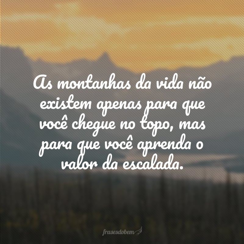 As montanhas da vida não existem apenas para que você chegue no topo, mas para que você aprenda o valor da escalada.