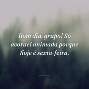 Bom dia, grupo! Só acordei animada porque hoje é sexta-feira.