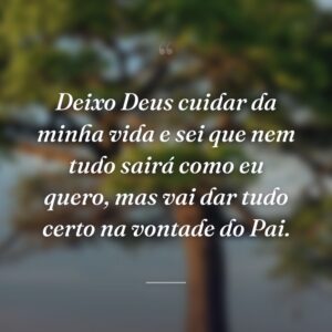 Deixo Deus cuidar da minha vida e sei que nem tudo sairá como eu quero, mas vai dar tudo certo na vontade do Pai.