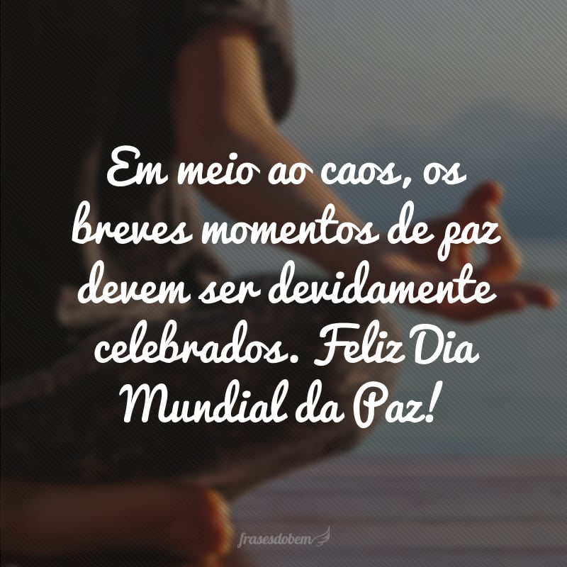 Em meio ao caos, os breves momentos de paz devem ser devidamente celebrados. Feliz Dia Mundial da Paz! 