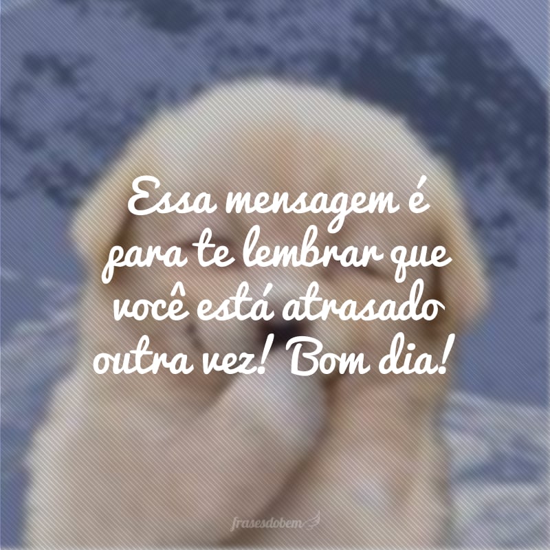 Essa mensagem é para te lembrar que você está atrasado outra vez! Bom dia!