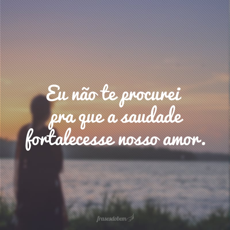 Eu não te procurei pra que a saudade fortalecesse nosso amor.