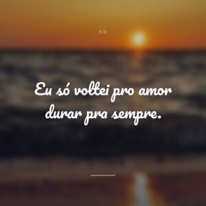 Eu só voltei pro amor durar pra sempre.