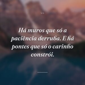 Há muros que só a paciência derruba. E há pontes que só o carinho constrói.