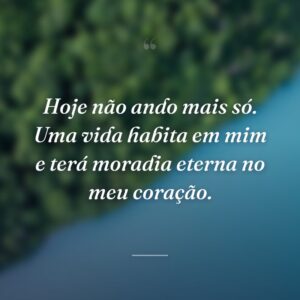 Hoje não ando mais só. Uma vida habita em mim e terá moradia eterna no meu coração.