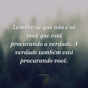 Lembre-se que não é só você que está procurando a verdade. A verdade também está procurando você.