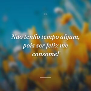 Não tenho tempo algum, pois ser feliz me consome!