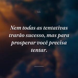 Nem todas as tentativas trarão sucesso, mas para prosperar você precisa tentar.