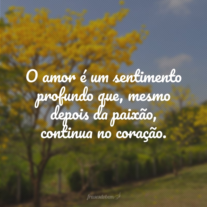 O amor é um sentimento profundo que, mesmo depois da paixão, continua no coração.