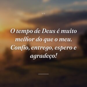 O tempo de Deus é muito melhor do que o meu. Confio, entrego, espero e agradeço!