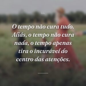 O tempo não cura tudo. Aliás, o tempo não cura nada, o tempo apenas tira o incurável do centro das atenções.