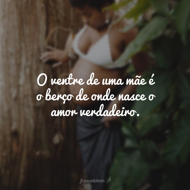 O ventre de uma mãe é o berço de onde nasce o amor verdadeiro.