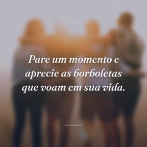 Pare um momento e aprecie as borboletas que voam em sua vida.