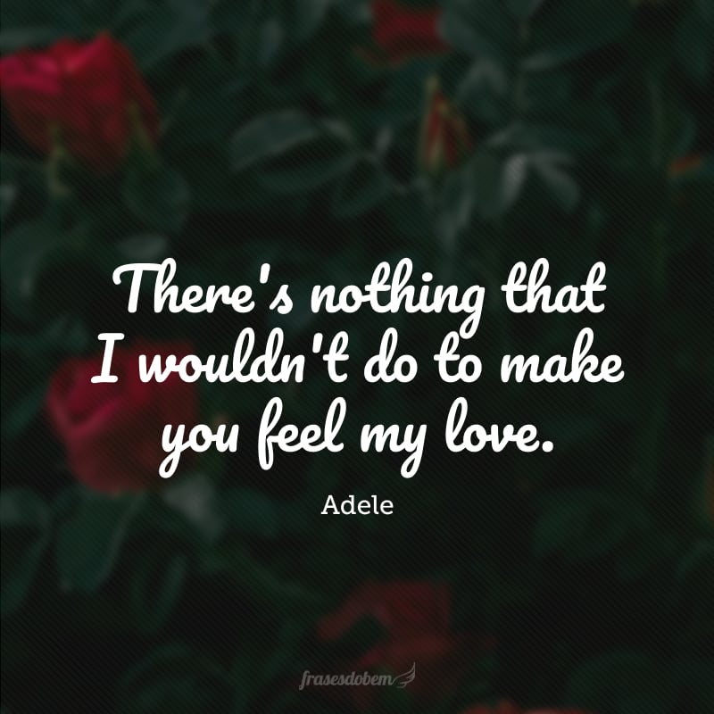 There's nothing that I wouldn't do to make you feel my love. (Não há nada que eu não faria para fazer você sentir o meu amor.)