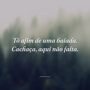 Tô afim de uma balada. Cachaça, aqui não falta.