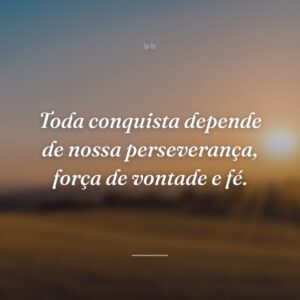 Toda conquista depende de nossa perseverança, força de vontade e fé.