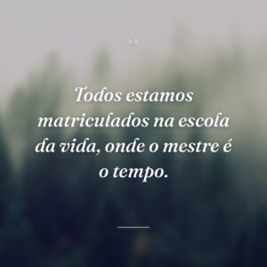 Todos estamos matriculados na escola da vida, onde o mestre é o tempo.