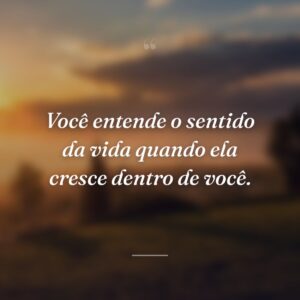 Você entende o sentido da vida quando ela cresce dentro de você.